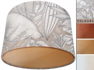 Grey Fern Leaf Lamp Shade Gold with Botanical Print