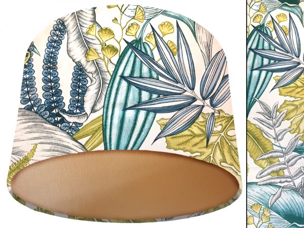 Pastel Green Tropical Lamp Shade Gold, Blue & Green Leaf