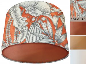 Fern Print Orange Lamp Shade Copper, Tropical Interior Style