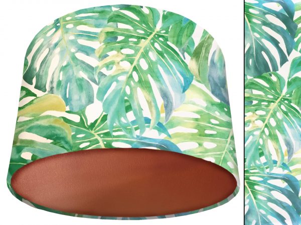 Green Tropical Palm Lamp Shade Copper, Modern Interior Light