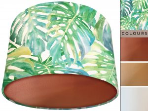 Green Tropical Palm Lamp Shade Copper, Modern Interior Light