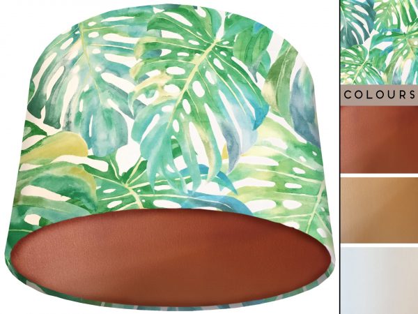 Green Tropical Palm Lamp Shade Copper, Modern Interior Light
