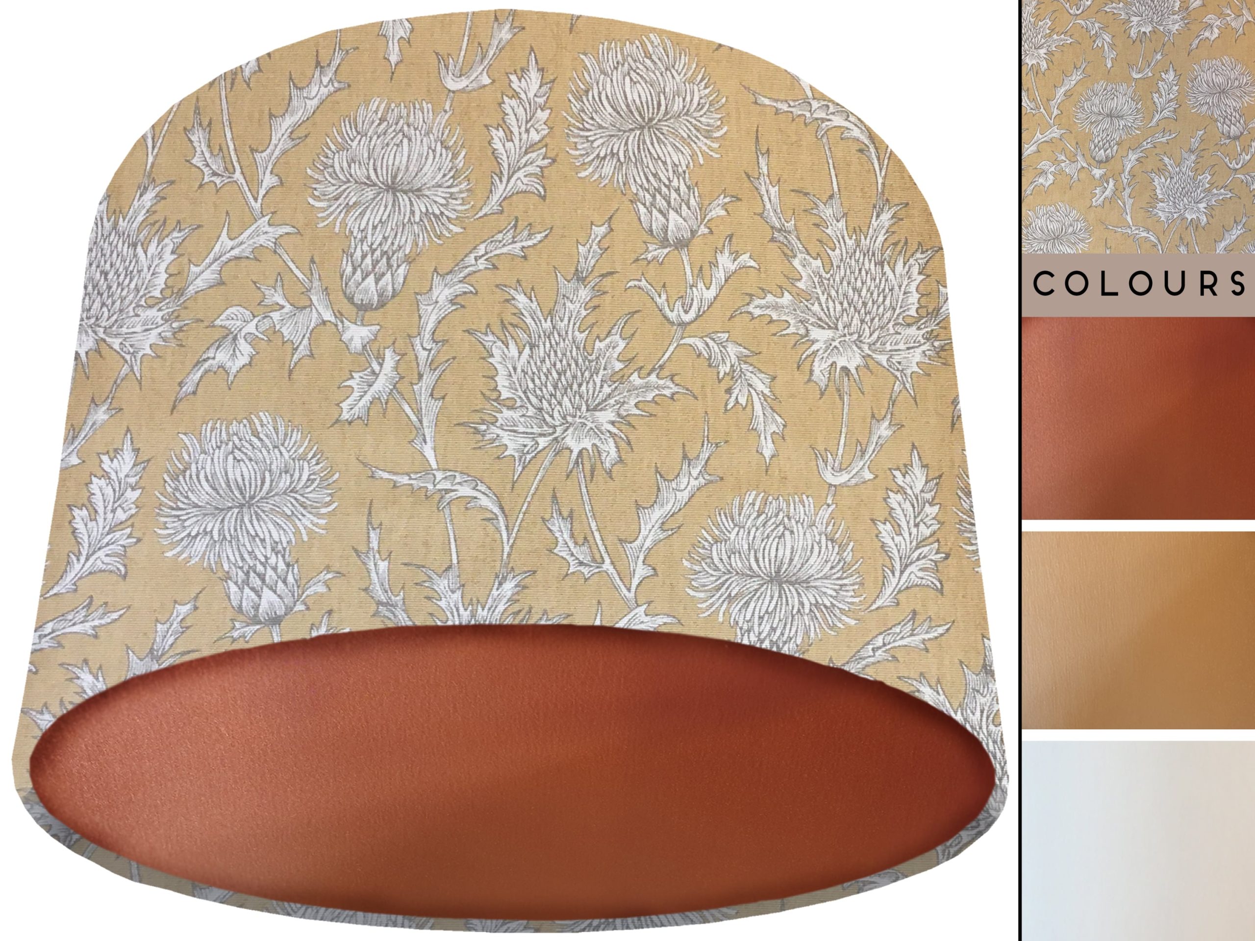 Mustard Thistle Lamp Shade Copper, Country Rustic Interior