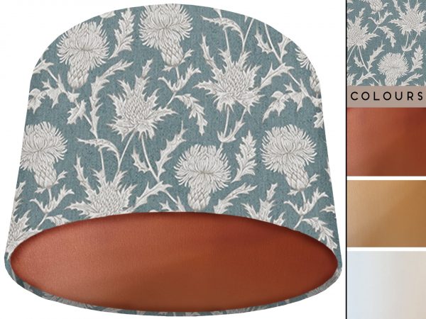 Teal Country Rustic Lamp Shade Copper with Thistle Pattern