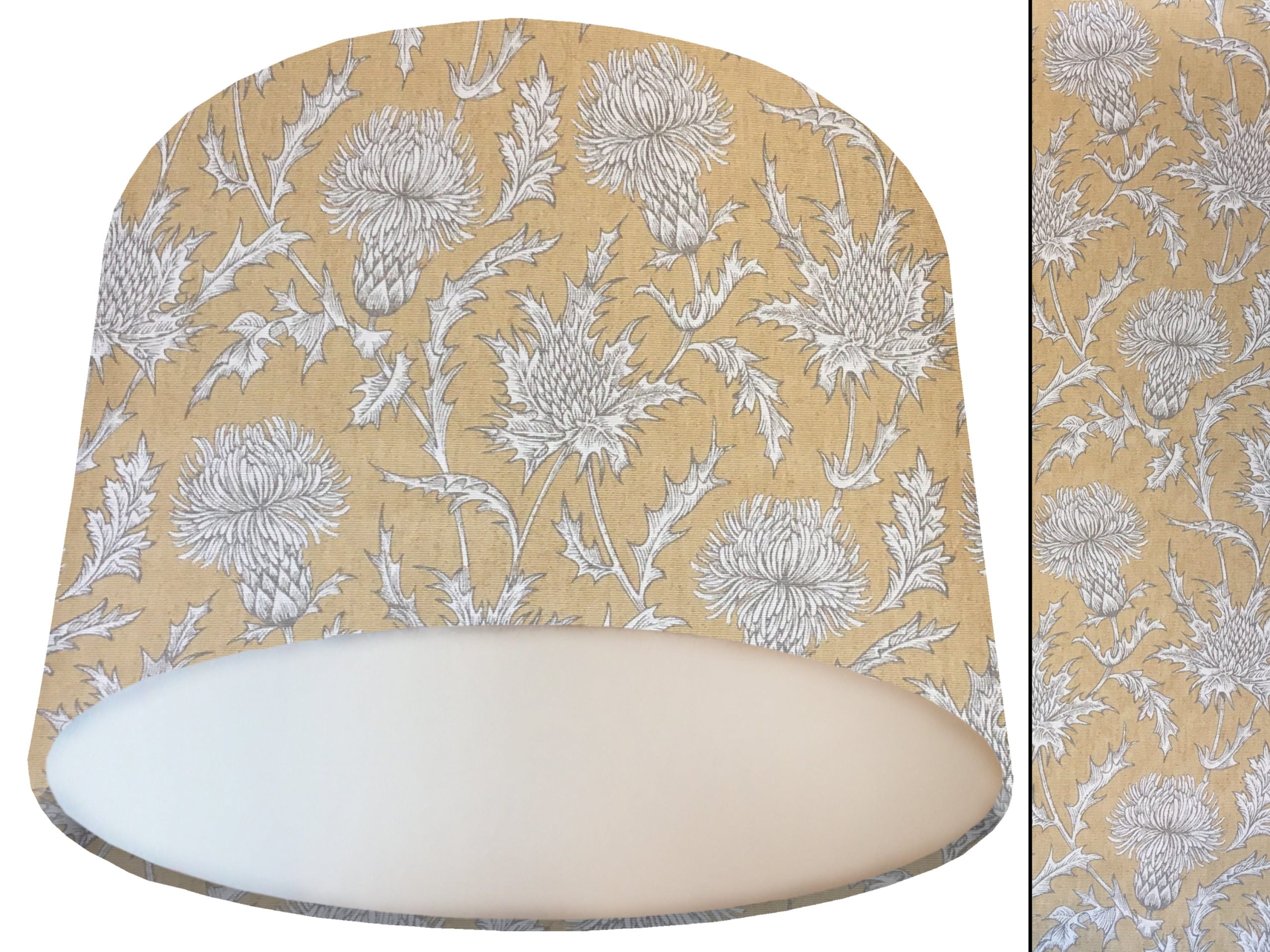 Mustard Thistle Lamp Shade White, Country Rustic Interior