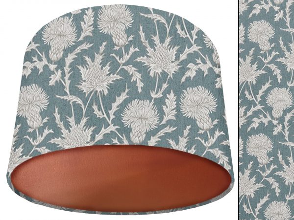 Teal Country Rustic Lamp Shade Copper with Thistle Pattern