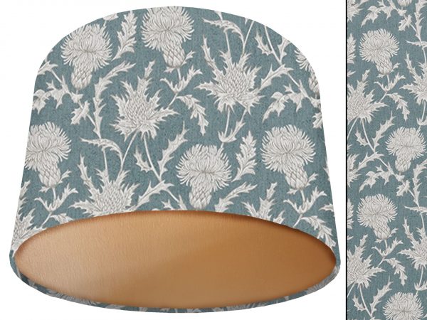 Teal Country Rustic Lamp Shade Gold with Thistle Pattern
