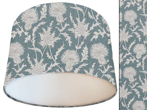 Teal Country Rustic Lamp Shade White with Thistle Pattern
