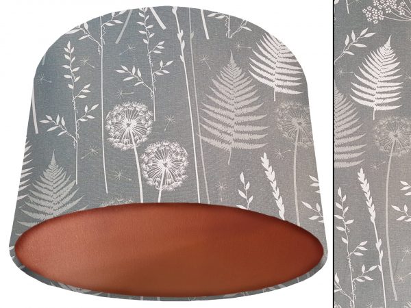 Dark Moss Botanical Lamp Shade Copper, Floral Interior Light