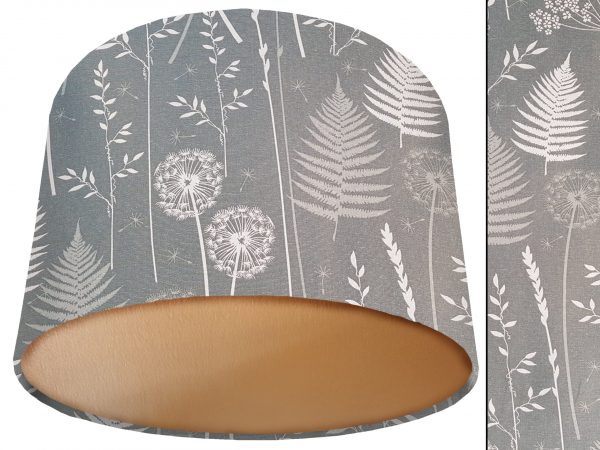 Dark Moss Botanical Lamp Shade Gold, Floral Interior Light