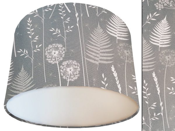 Dark Moss Botanical Lamp Shade White, Floral Interior Light
