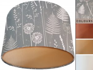 Dark Moss Botanical Lamp Shade Gold, Floral Interior Light