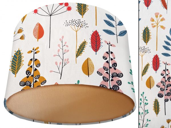 Scandi Flowers Lamp Shade Gold, Modern Scandinavian