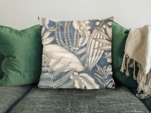 Blue Tropical Sofa Cushion, 40cm Scatter Cushion