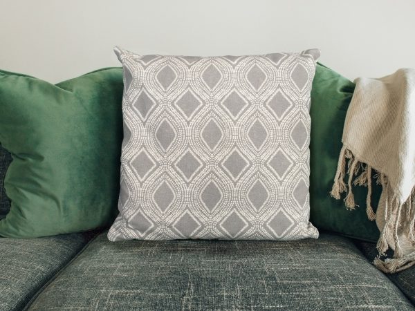Boho Grey Oval Sofa Cushion, 40cm Scatter Cushion