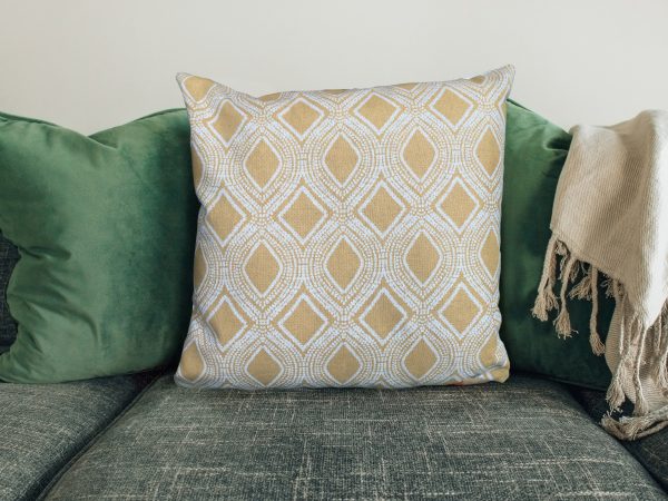 Boho Yellow Oval Sofa Cushion, 40cm Scatter Cushion