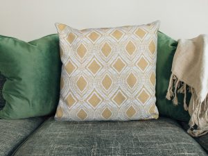 Boho Yellow Oval Sofa Cushion, 40cm Scatter Cushion