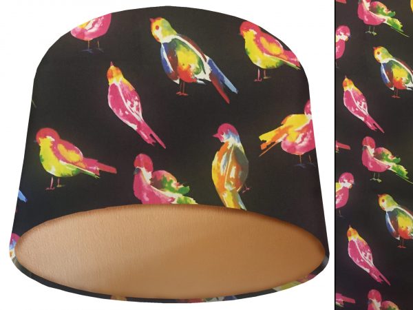 Bright Birds Lamp Shade Gold, Vibrant Modern Home Interior