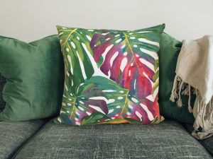 Bright Tropical Palm Leaf 40cm Sofa Cushion, Tropical Interior