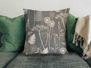 Dark Moss Botanical Sofa Cushion, 40cm Scatter Cushion