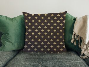 Golden Bee Sofa Cushion, 40cm Square Cushion