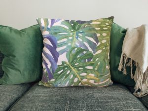 Green Tropical Palm Leaf 40cm Sofa Cushion, Tropical Home