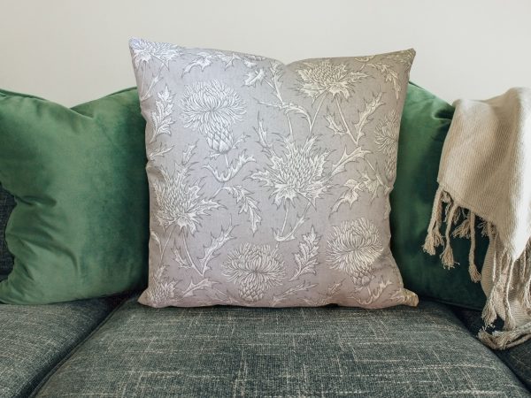 Soft Grey Thistle 40cm Scatter Cushion, Country Interior