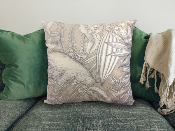 Tropical Grey Sofa Cushion, 40cm Scatter Cushion