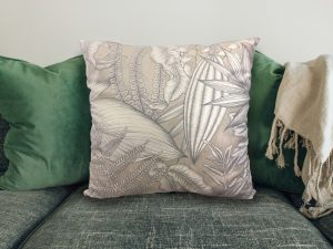 Tropical Grey Sofa Cushion, 40cm Scatter Cushion