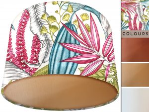 White & Pink Tropical Lamp Shade Gold, Tropical Home Interior