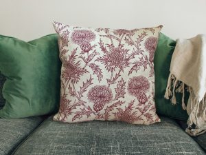 Rustic Red Thistle Scatter Cushion, 40cm Sofa Cushion