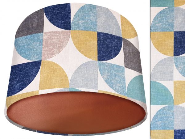 Spiral Capri Blue Lamp Shade Copper, Retro Home Interior