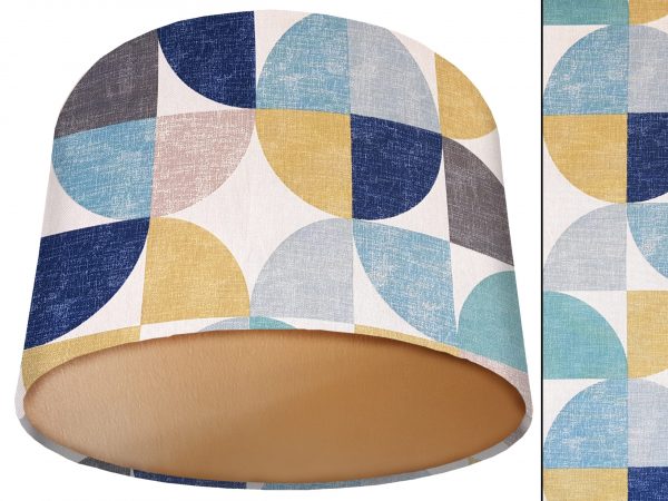 Spiral Capri Blue Lamp Shade Gold, Retro Home Interior