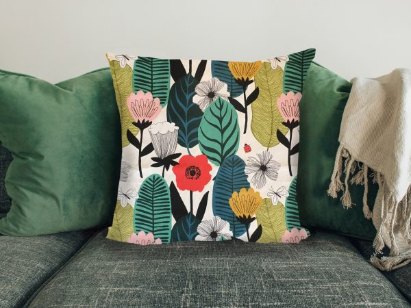 Summer Leaf Sofa Cushion, 40cm Scandinavian Cushion