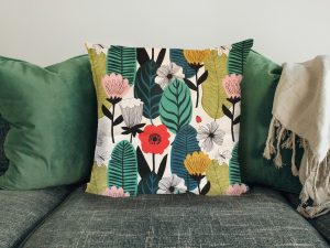 Summer Leaf Sofa Cushion, 40cm Scandinavian Cushion