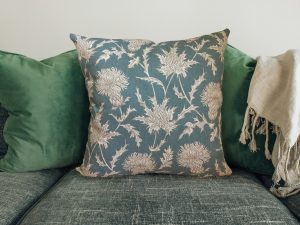 Classic Teal Thistle 40cm Sofa Cushion, Country Home