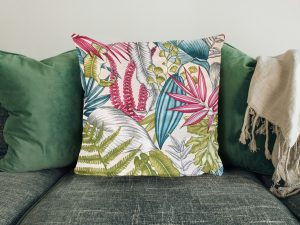 White Tropical & Pink Cushion, 40cm Scatter Cushion