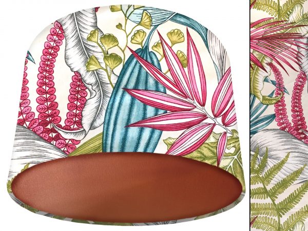White & Pink Tropical Lamp Shade Copper, Tropical Home Interior