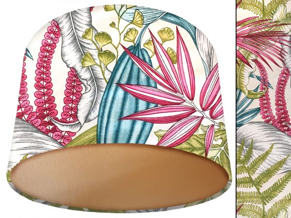 White & Pink Tropical Lamp Shade Gold, Tropical Home Interior