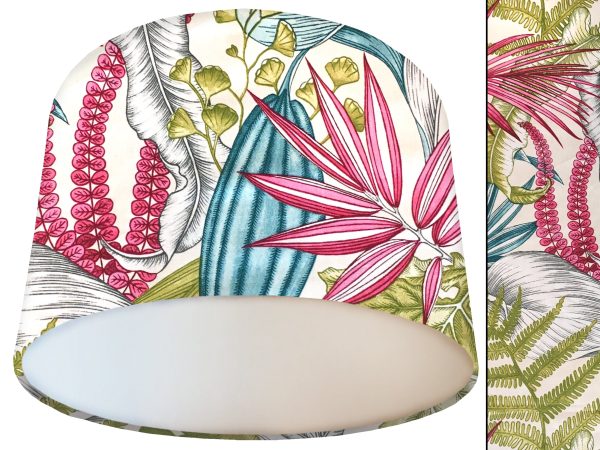 White & Pink Tropical Lamp Shade White, Tropical Home Interior