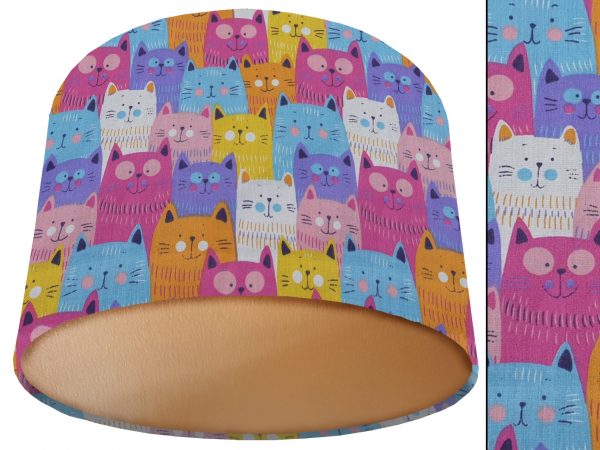 Cute Cats Lamp Shade Gold, Vibrant Animal Light Shade