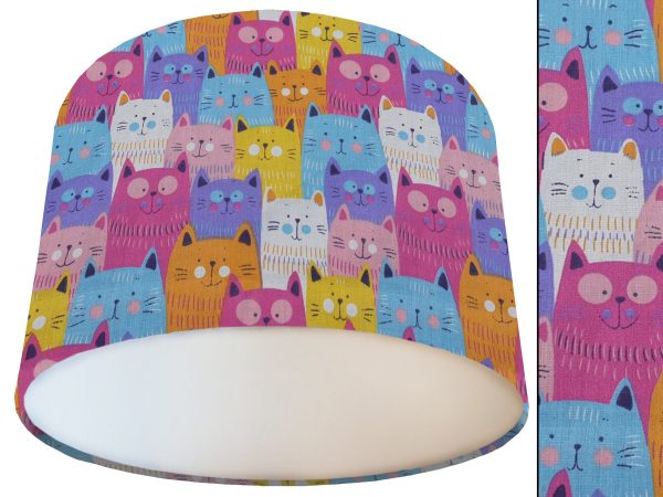 Cute Cats Lamp Shade White, Vibrant Animal Light Shade