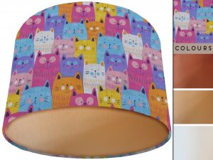Cute Cats Lamp Shade Gold, Vibrant Animal Light Shade