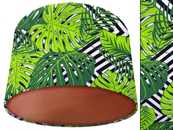 Green Jungle Leaf Lamp Shade Copper, Modern Tropical
