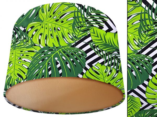 Green Jungle Leaf Lamp Shade Gold, Modern Tropical