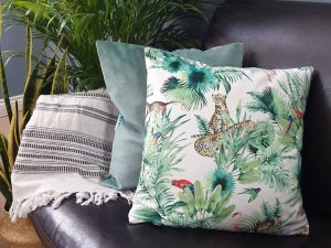 Jungle White Velvet Cushion, Luxury Sofa Cushion