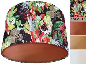 Black Botanical Velvet Lampshade Copper, Modern Floral Light Shade