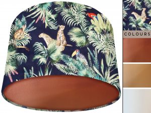 Jungle Blue Velvet Lampshade Copper, Luxury Velvet Light Shade