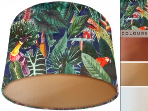Blue Birds Velvet Lampshade Gold, Luxury Velvet Light Shade