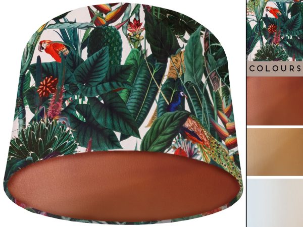 White Birds Velvet Lampshade Copper, Tropical Velvet Light Shade